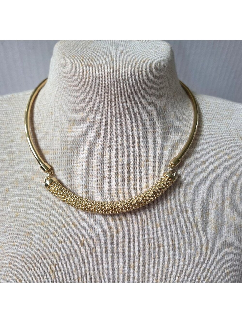 Talbots Necklace Textured Bar Collar Gold Tone Adjustable 16" - 18"